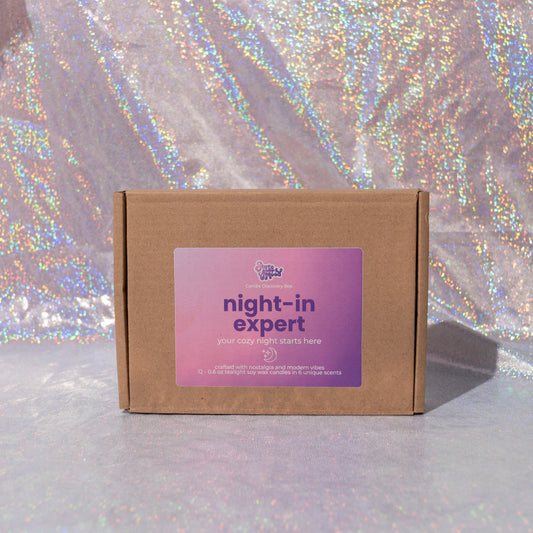 night-in expert discovery candle box featuring 12 soy tealights in warm and dessert-inspired scents